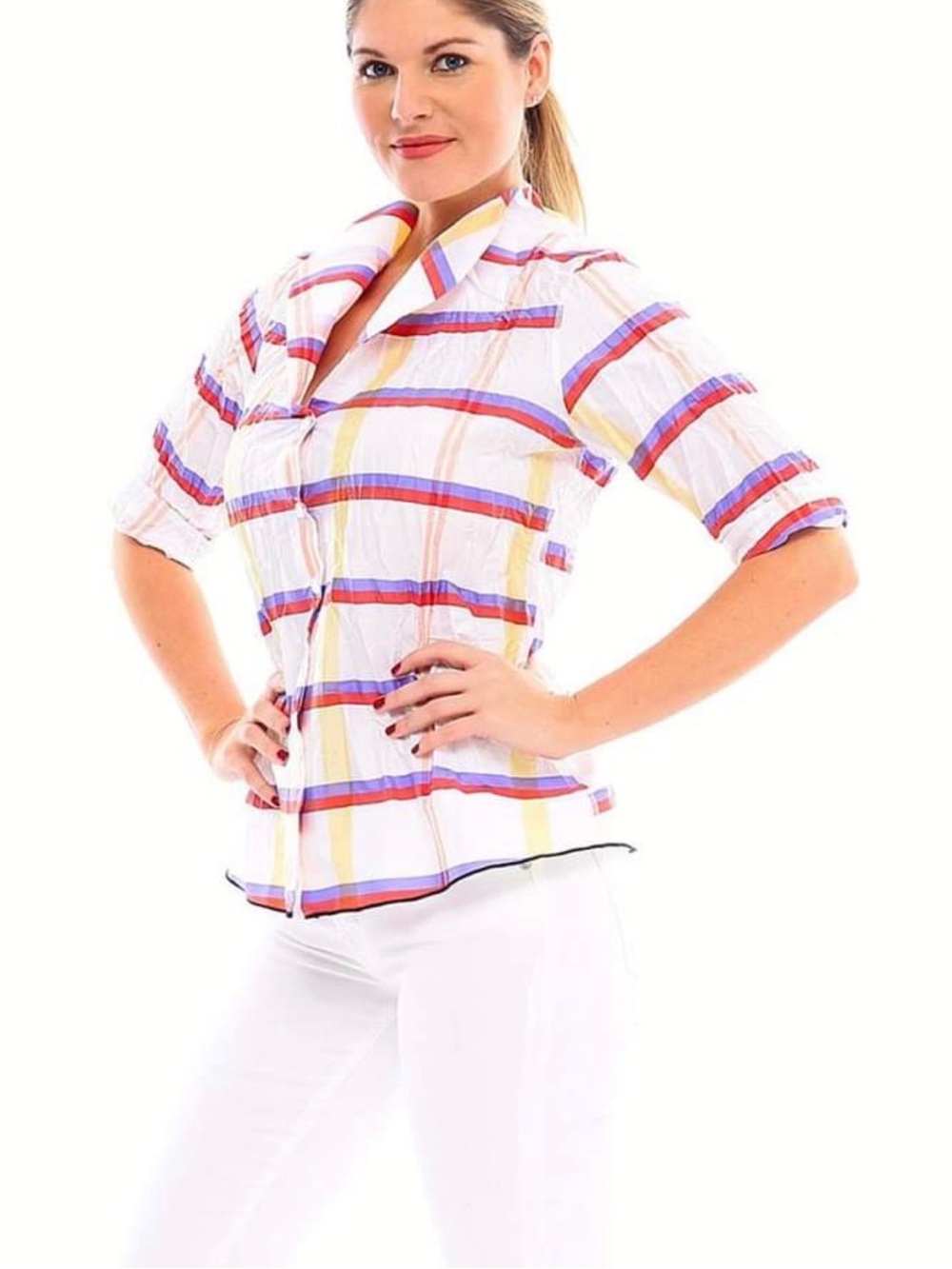 Beluva San Francisco Striped Plaid Shirt XL